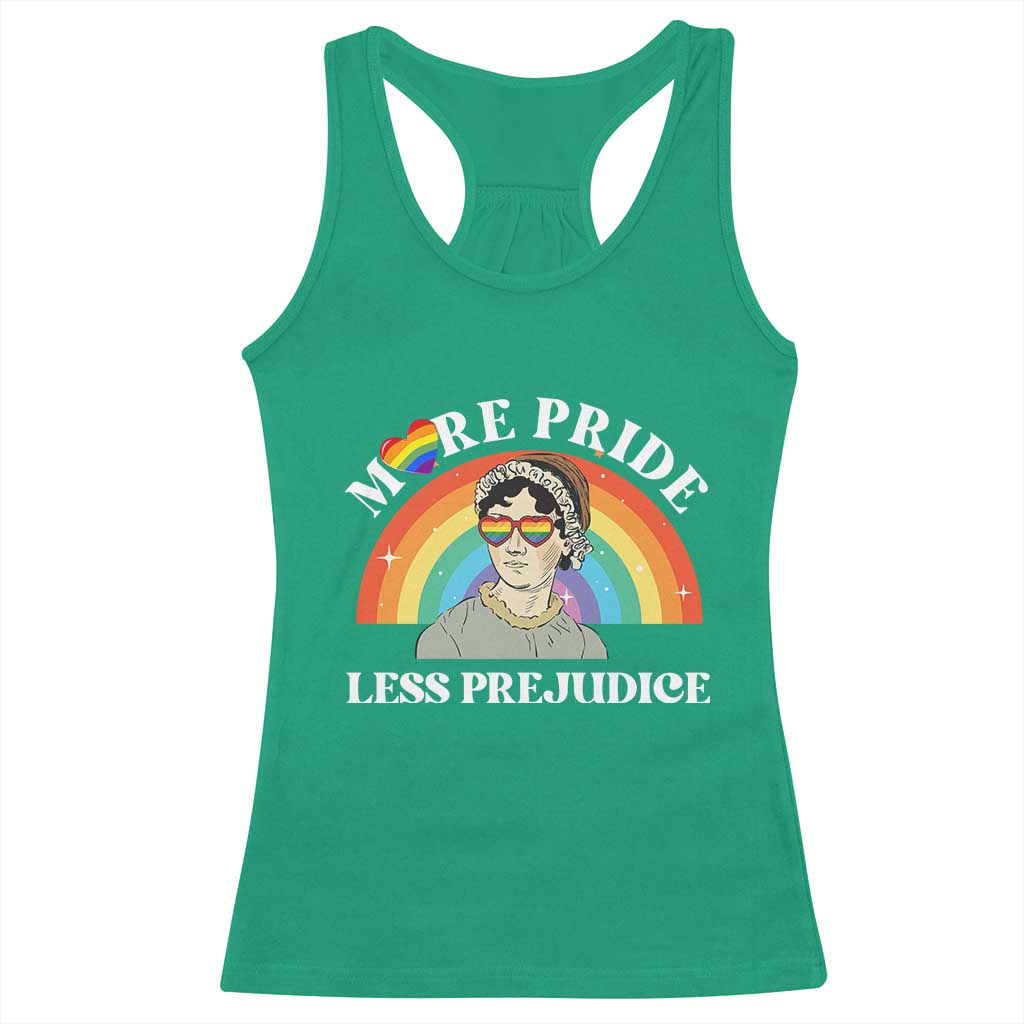 Gay Pride Racerback Tank Top More Pride Less Prejudice LGBT Pride Month - Wonder Print Shop