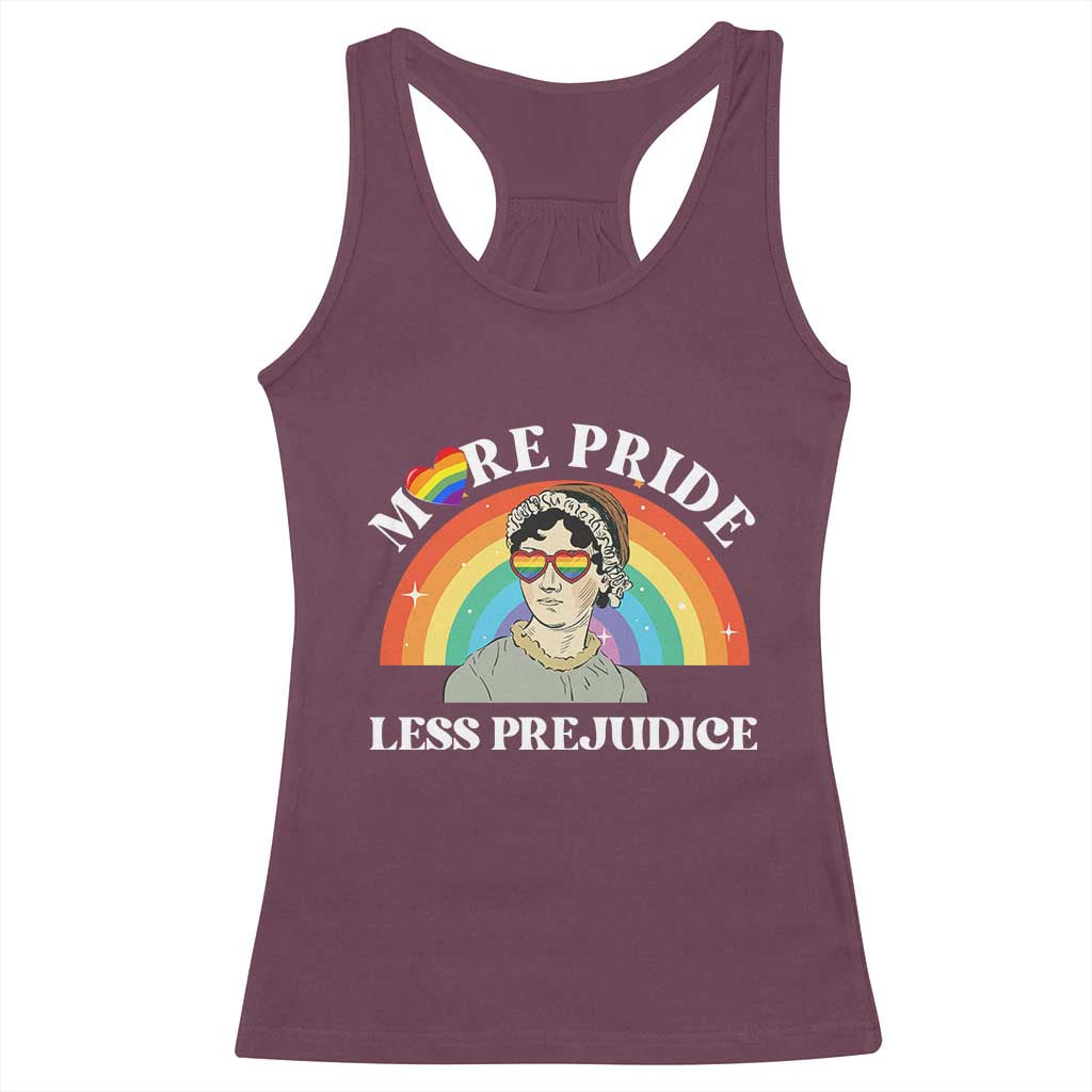 Gay Pride Racerback Tank Top More Pride Less Prejudice LGBT Pride Month - Wonder Print Shop
