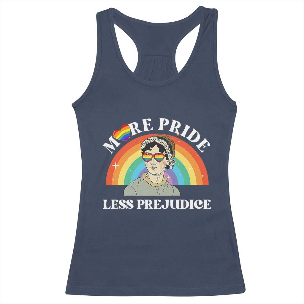 Gay Pride Racerback Tank Top More Pride Less Prejudice LGBT Pride Month - Wonder Print Shop