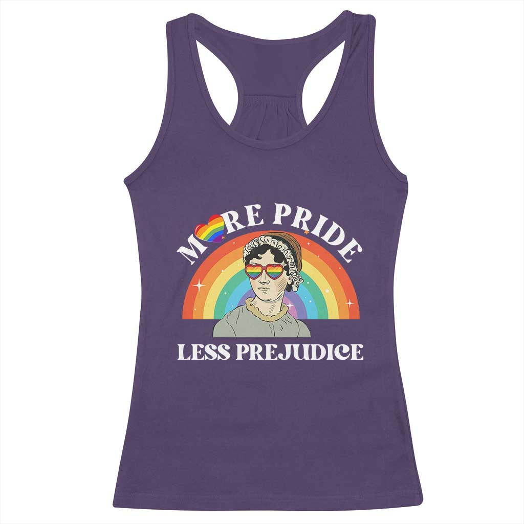 Gay Pride Racerback Tank Top More Pride Less Prejudice LGBT Pride Month - Wonder Print Shop