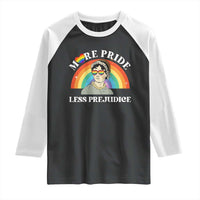 Gay Pride Raglan Shirt More Pride Less Prejudice LGBT Pride Month - Wonder Print Shop