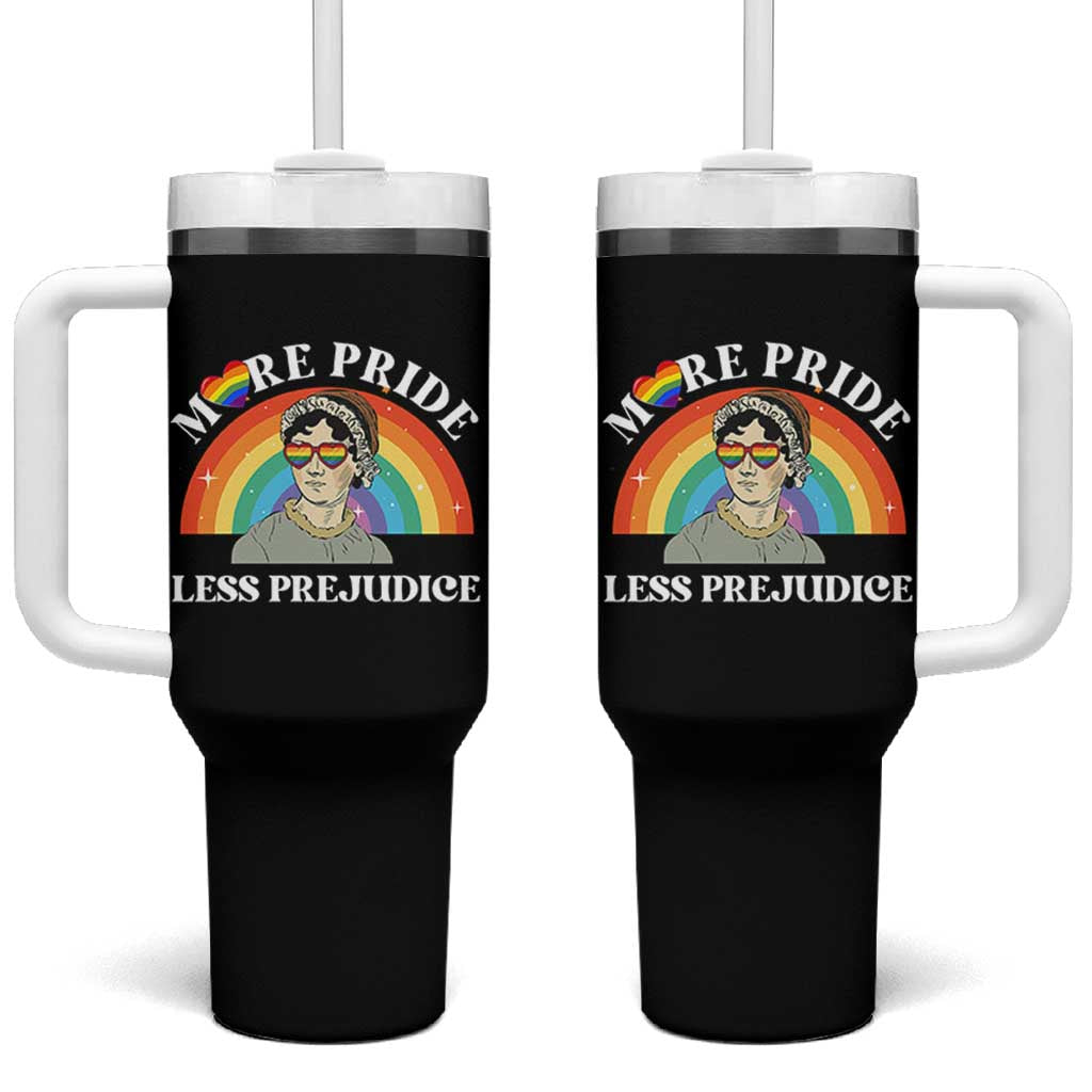 Gay Pride Tumbler With Handle More Pride Less Prejudice LGBT Pride Month - Wonder Print Shop