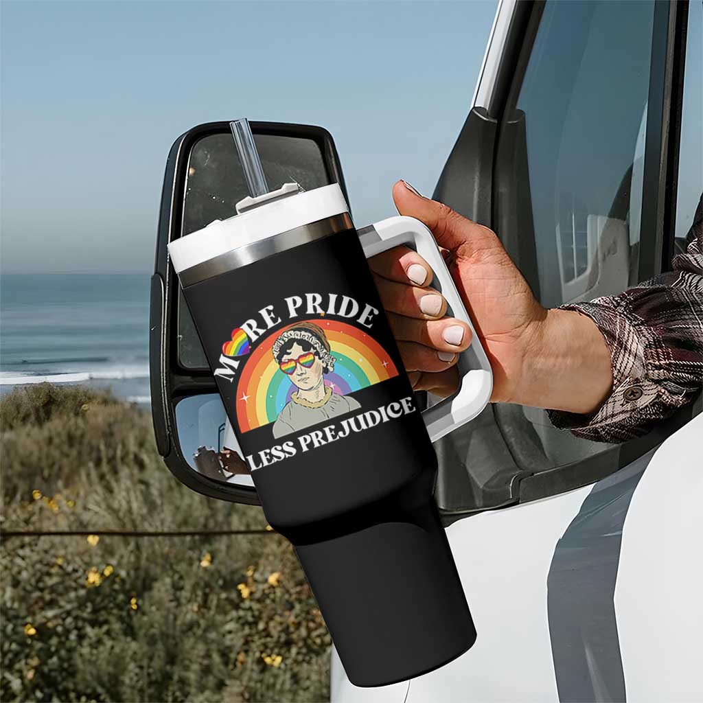 Gay Pride Tumbler With Handle More Pride Less Prejudice LGBT Pride Month - Wonder Print Shop