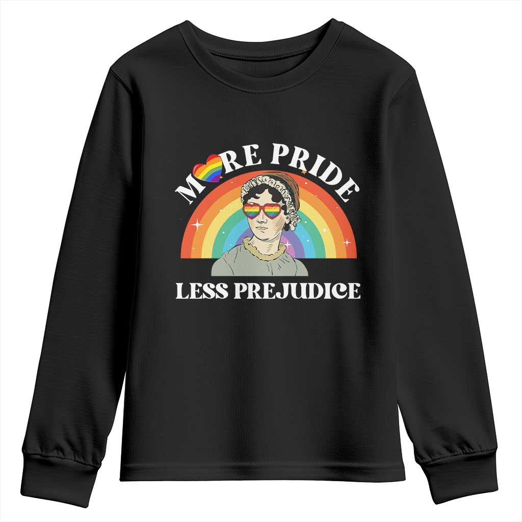 Gay Pride Youth Sweatshirt More Pride Less Prejudice LGBT Pride Month - Wonder Print Shop