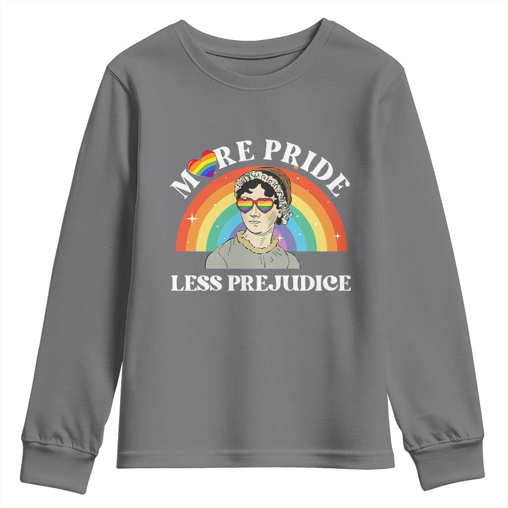 Gay Pride Youth Sweatshirt More Pride Less Prejudice LGBT Pride Month - Wonder Print Shop