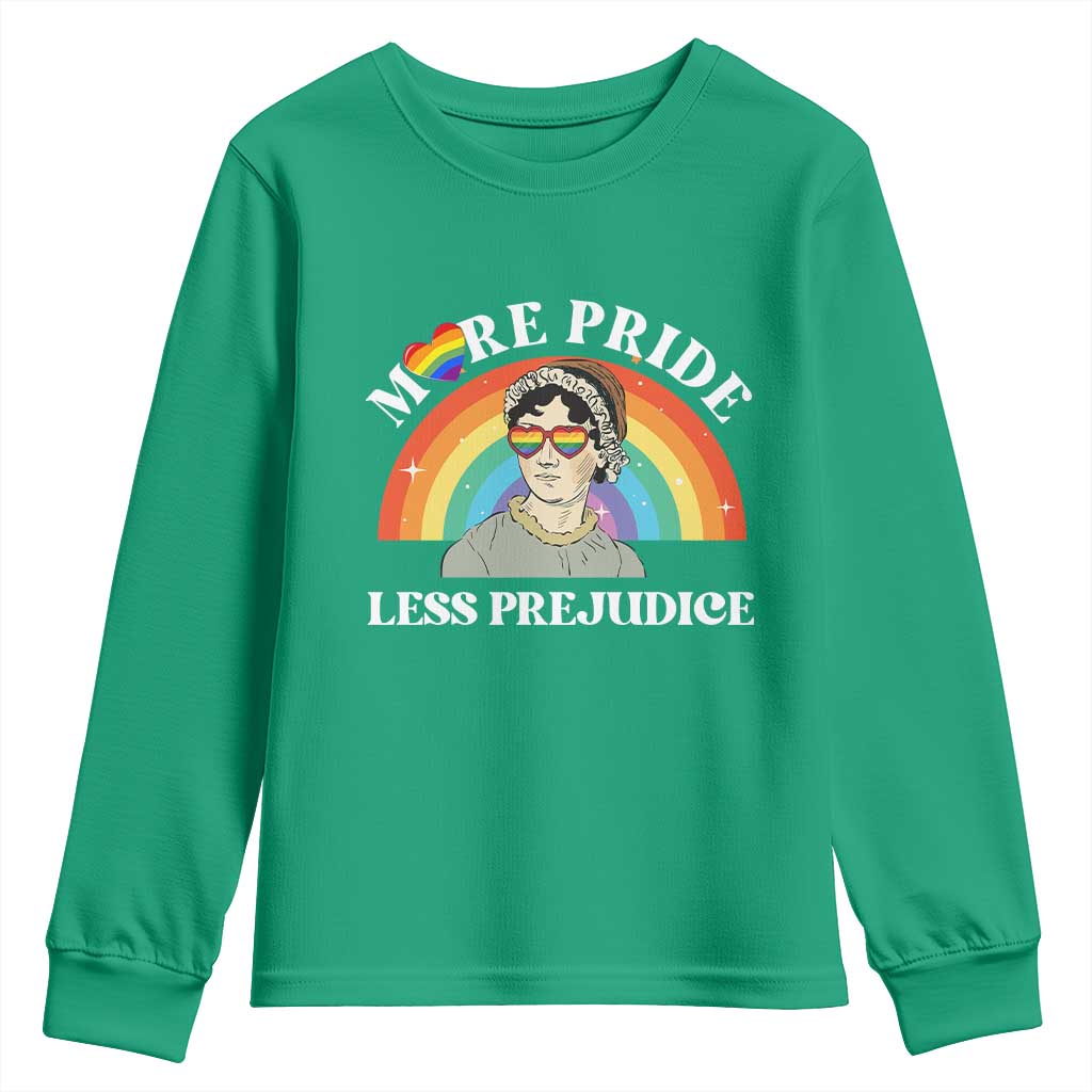 Gay Pride Youth Sweatshirt More Pride Less Prejudice LGBT Pride Month - Wonder Print Shop
