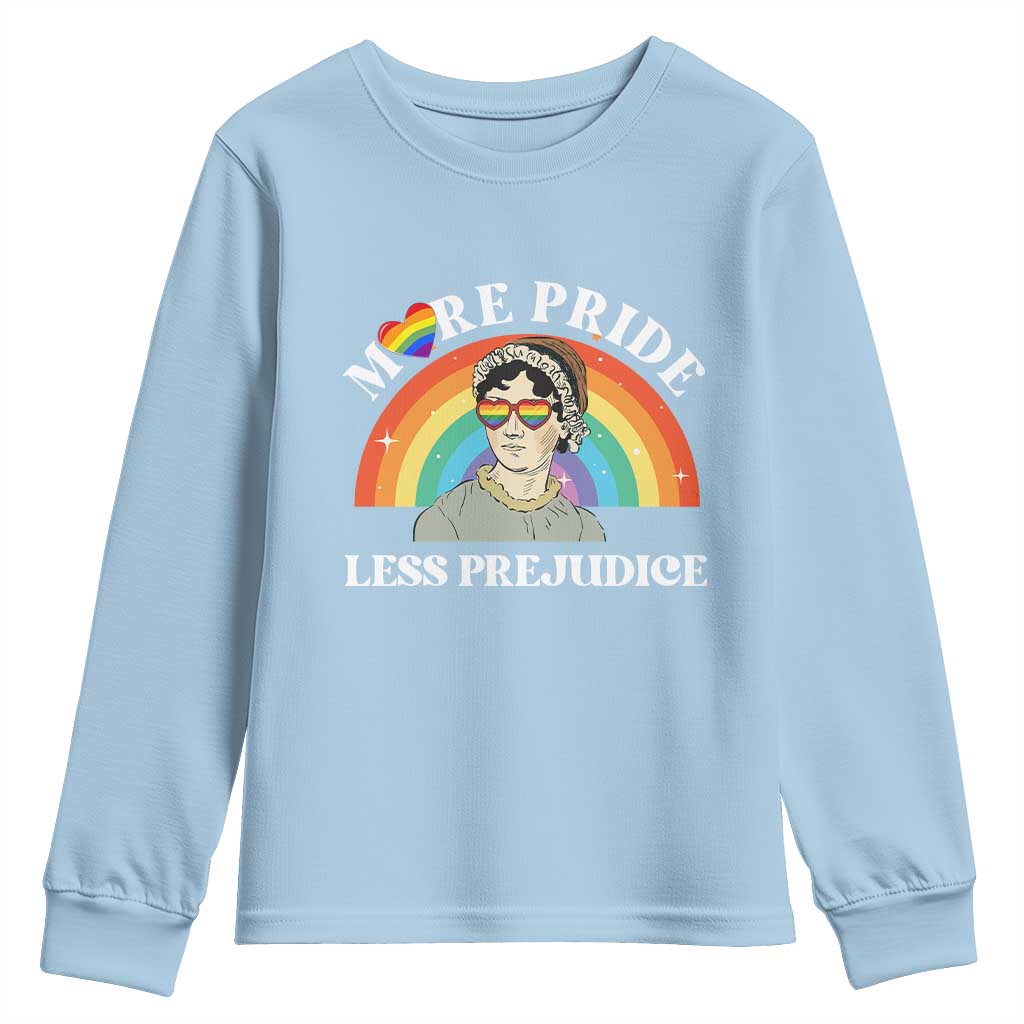 Gay Pride Youth Sweatshirt More Pride Less Prejudice LGBT Pride Month - Wonder Print Shop