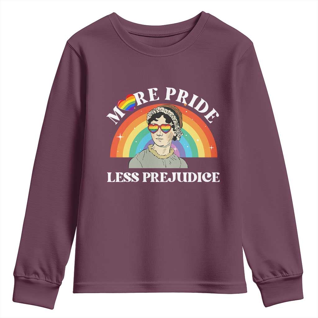 Gay Pride Youth Sweatshirt More Pride Less Prejudice LGBT Pride Month - Wonder Print Shop
