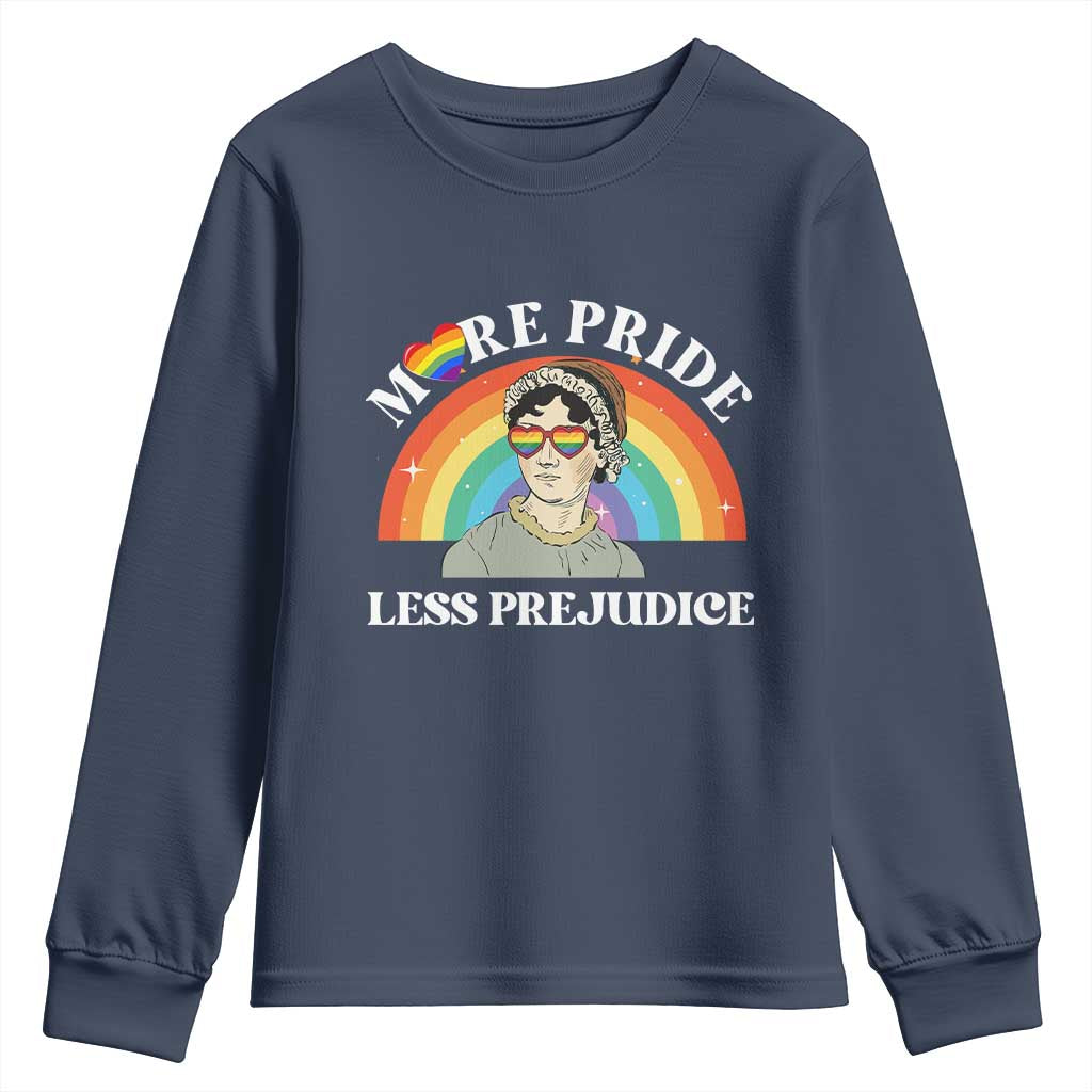 Gay Pride Youth Sweatshirt More Pride Less Prejudice LGBT Pride Month - Wonder Print Shop