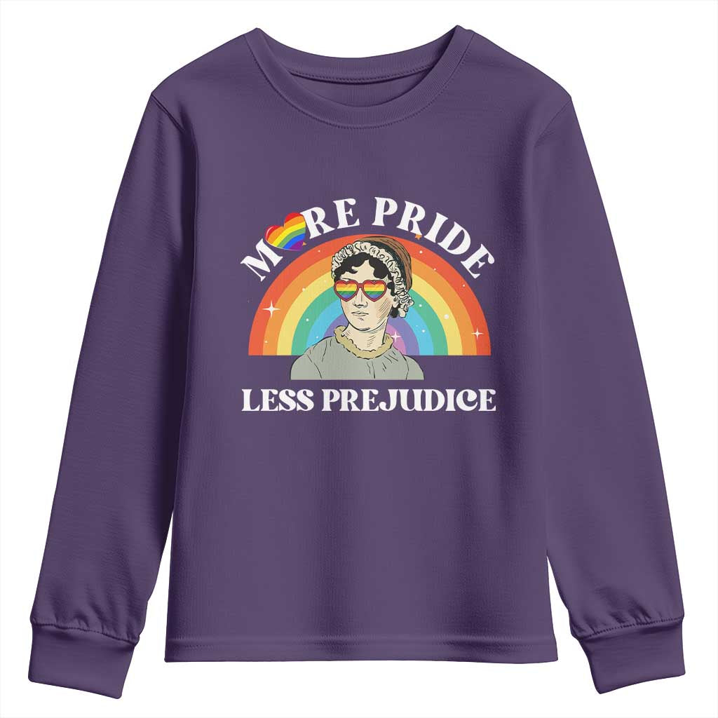 Gay Pride Youth Sweatshirt More Pride Less Prejudice LGBT Pride Month - Wonder Print Shop