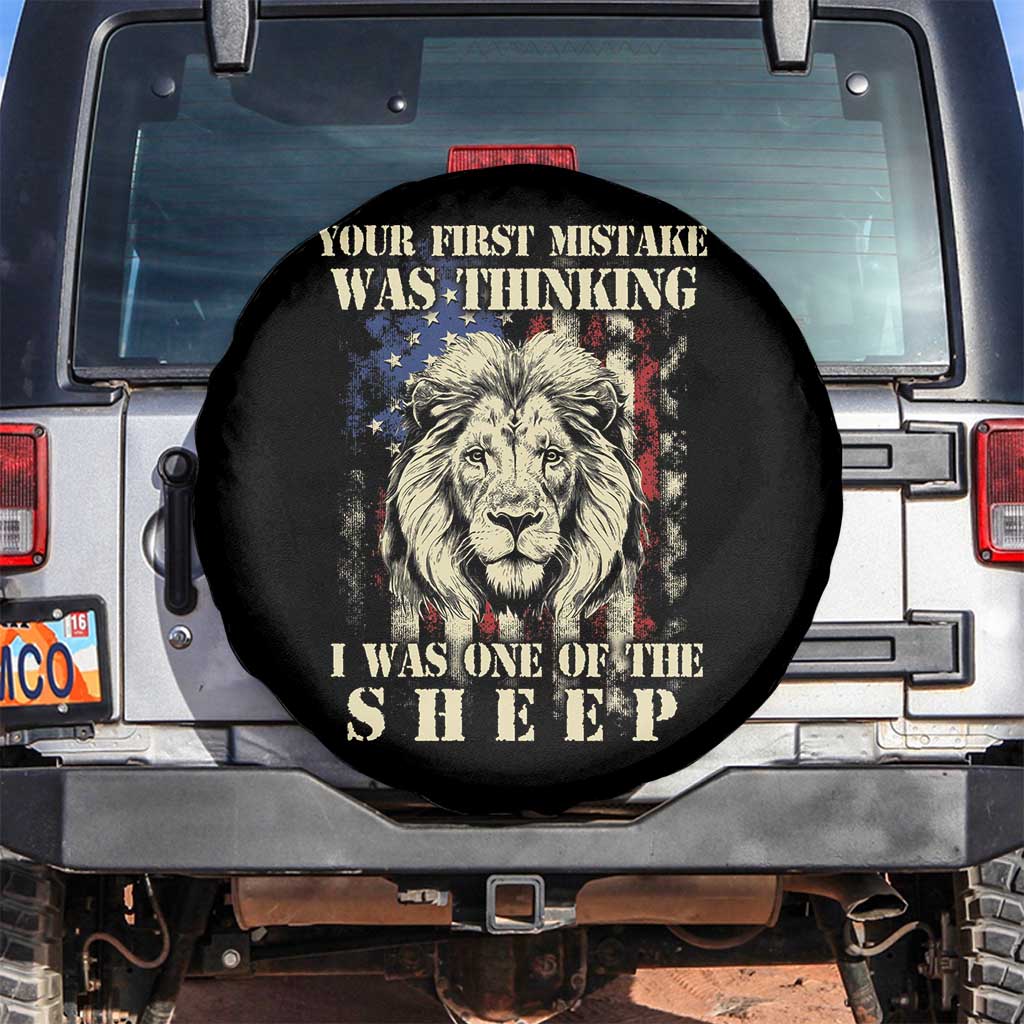 Patriotic American Lion Spare Tire Cover Your First Mistake Was Thinking I Was One Of The Sheep US Flag