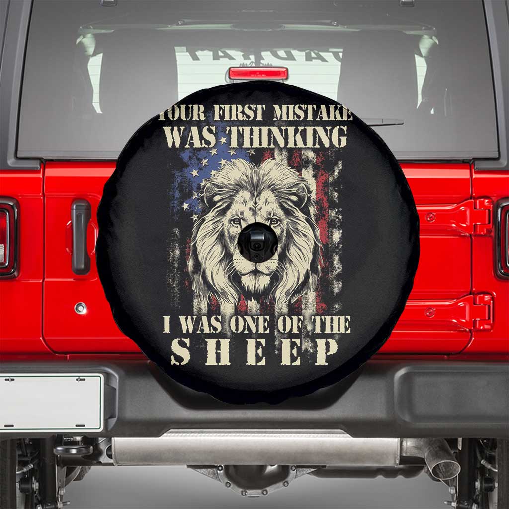 Patriotic American Lion Spare Tire Cover Your First Mistake Was Thinking I Was One Of The Sheep US Flag