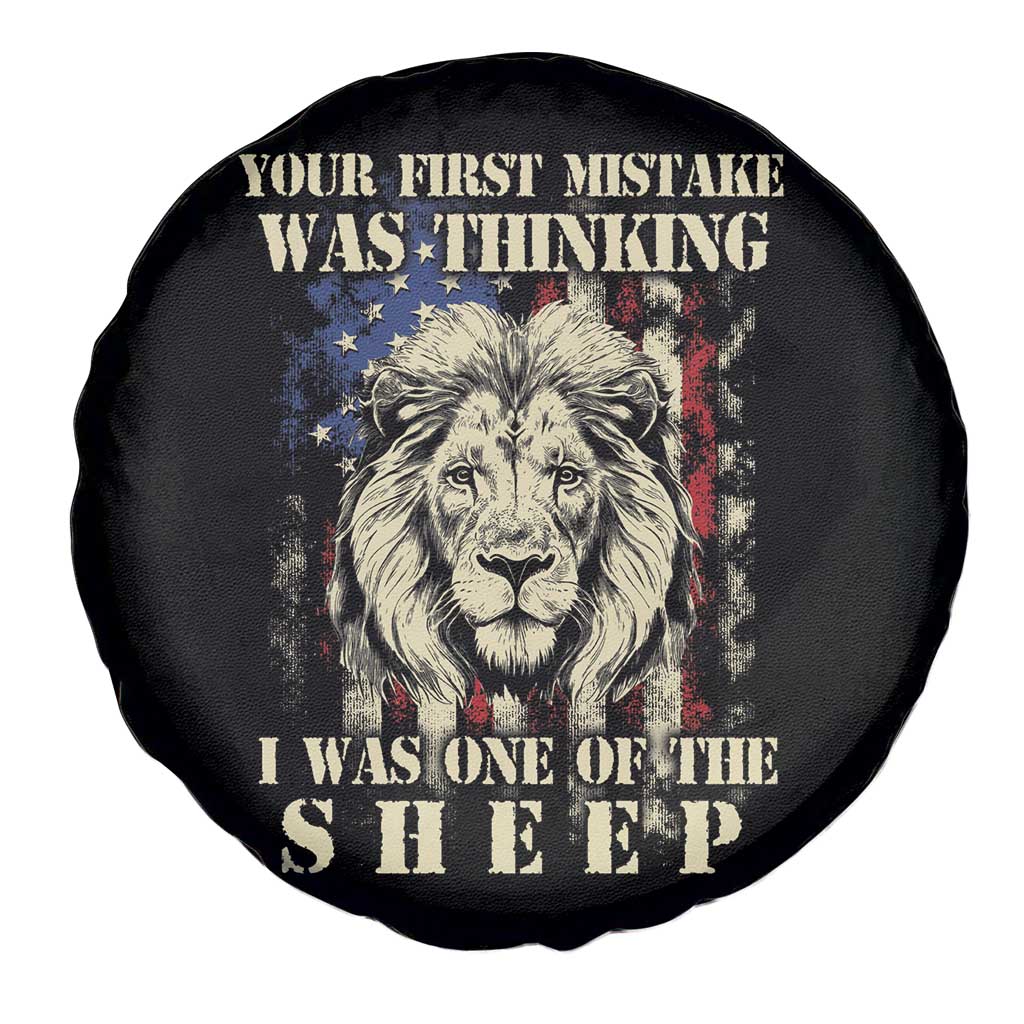 Patriotic American Lion Spare Tire Cover Your First Mistake Was Thinking I Was One Of The Sheep US Flag