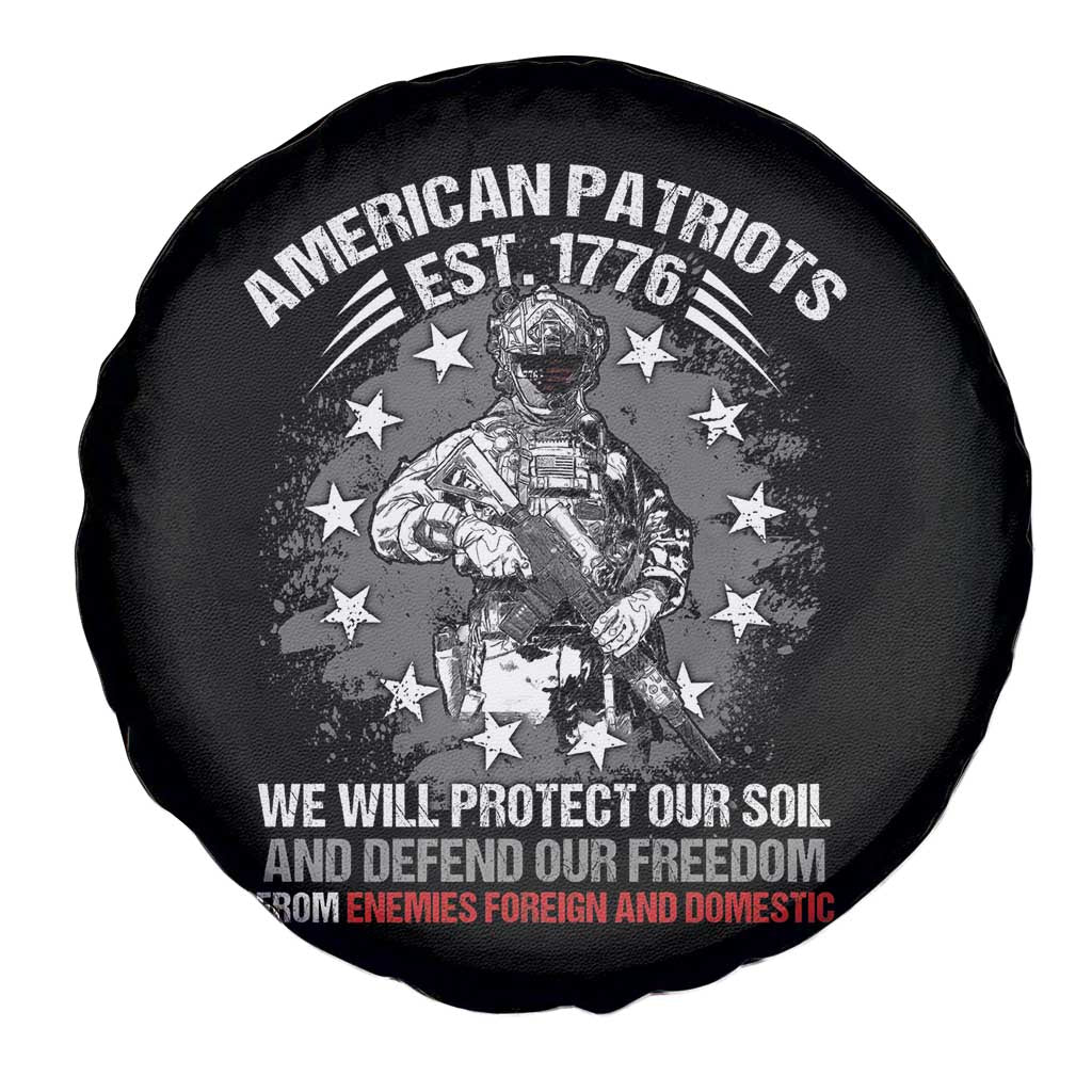 American Patriotic Spare Tire Cover We Will Protect Our Soil And Defend Our Freedom Est 1776 US Warriors