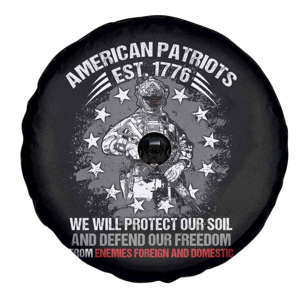 American Patriotic Spare Tire Cover We Will Protect Our Soil And Defend Our Freedom Est 1776 US Warriors