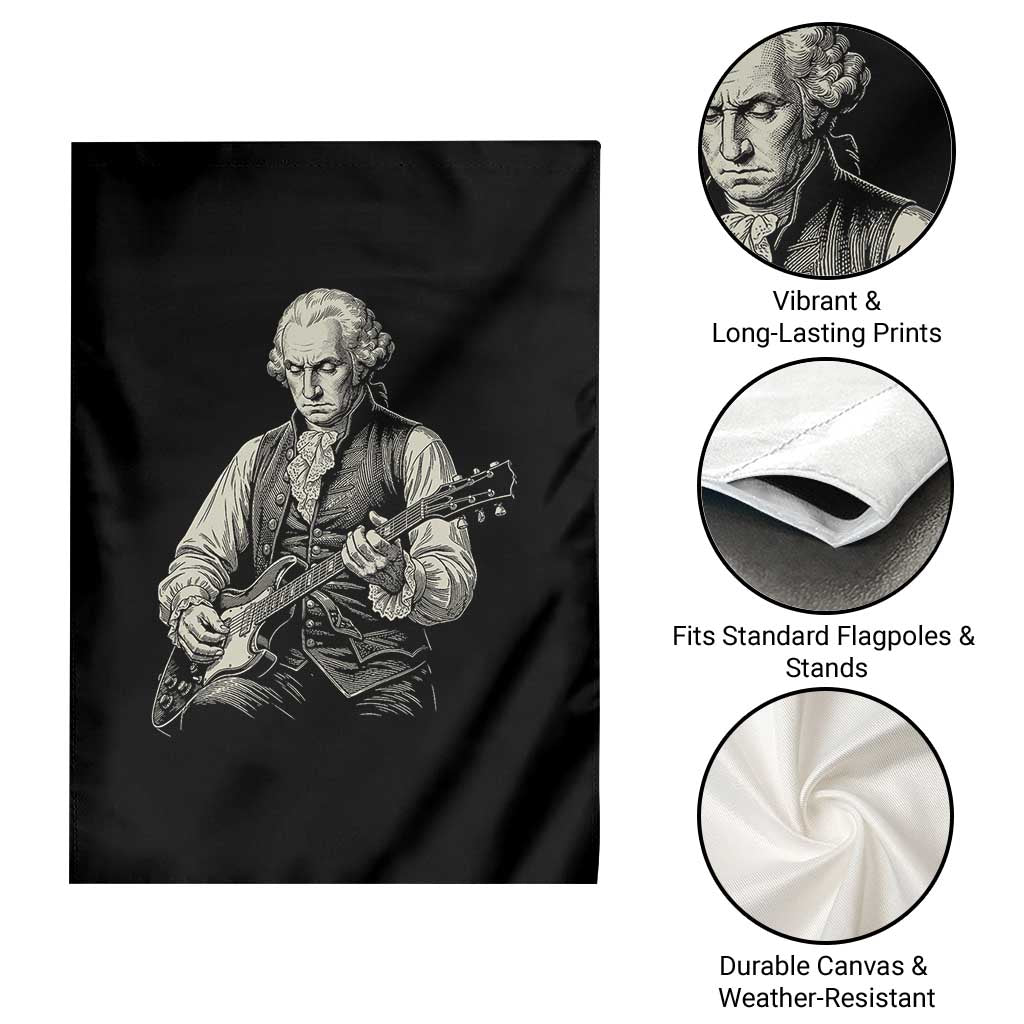 George Washington Rock Star Portrait Garden Flag Funny Electric Guitar Player Founding Father Patriotic Graphic