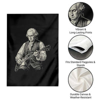 George Washington Rock Star Portrait Garden Flag Funny Electric Guitar Player Founding Father Patriotic Graphic