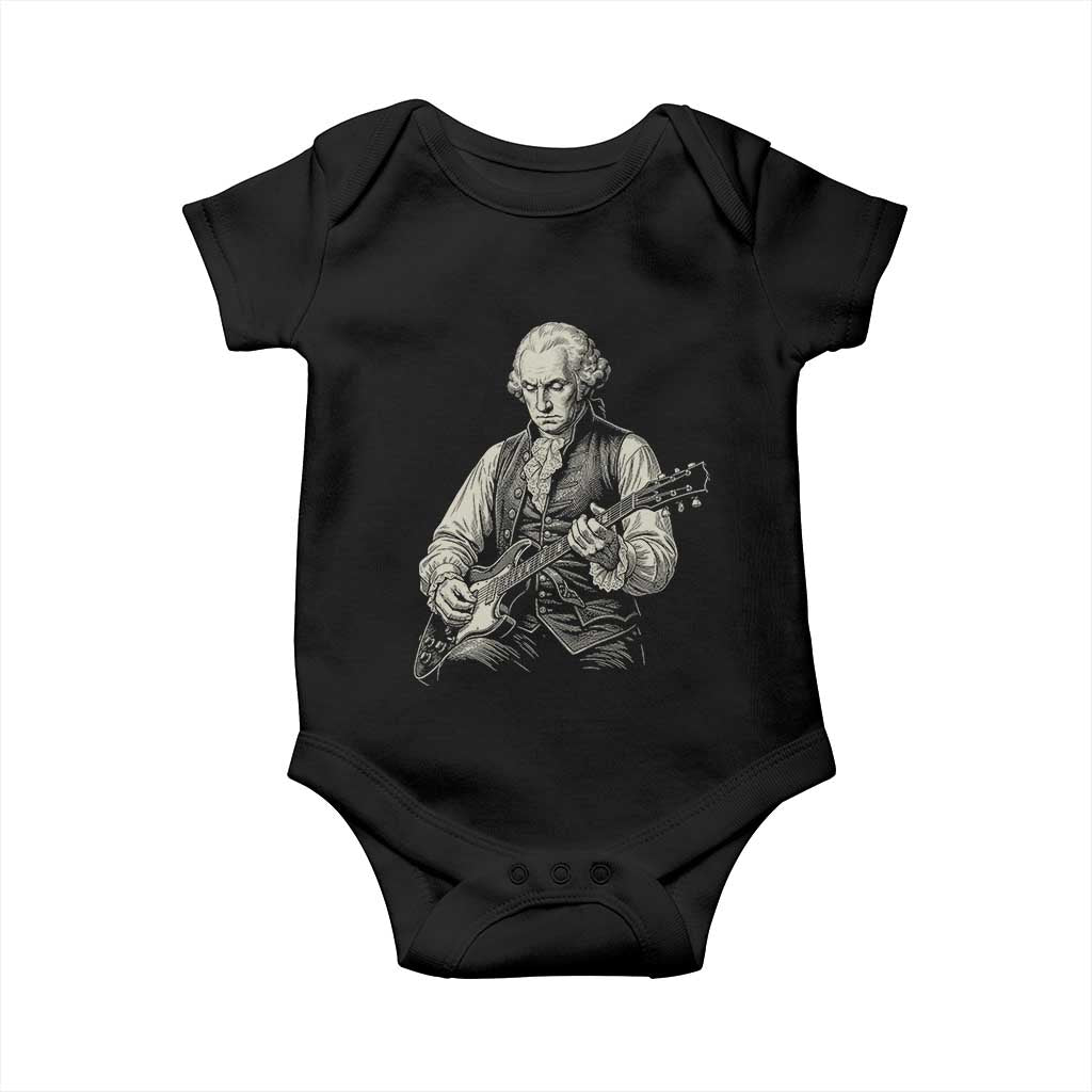 George Washington Rock Star Portrait Baby Onesie Funny Electric Guitar Player Founding Father Patriotic Graphic