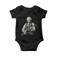 George Washington Rock Star Portrait Baby Onesie Funny Electric Guitar Player Founding Father Patriotic Graphic