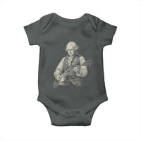 George Washington Rock Star Portrait Baby Onesie Funny Electric Guitar Player Founding Father Patriotic Graphic