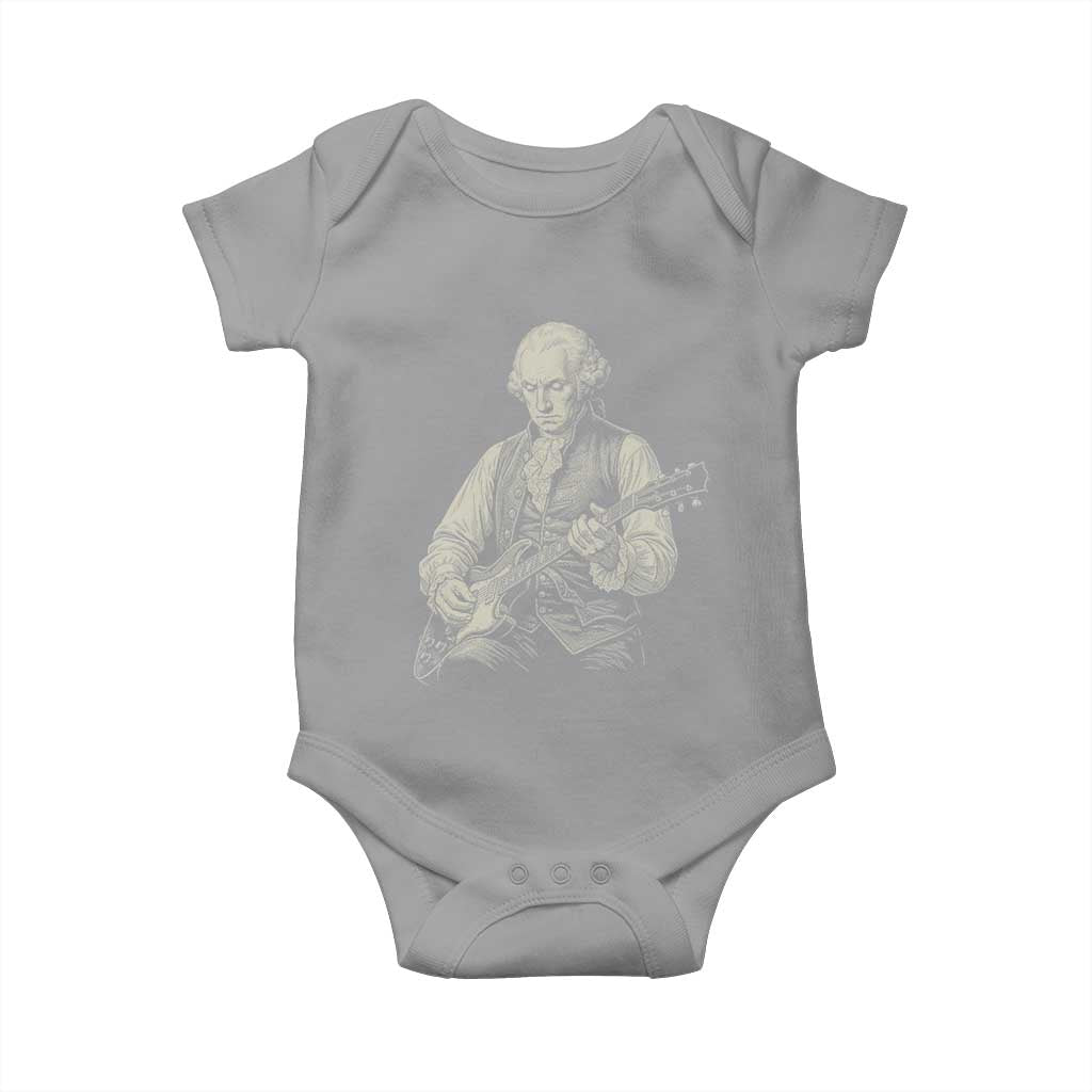 George Washington Rock Star Portrait Baby Onesie Funny Electric Guitar Player Founding Father Patriotic Graphic