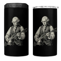 George Washington Rock Star Portrait 4 in 1 Can Cooler Tumbler Funny Electric Guitar Player Founding Father Patriotic Graphic