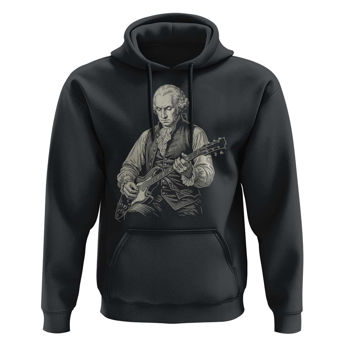 George Washington Rock Star Portrait Hoodie Funny Electric Guitar Player Founding Father Patriotic Graphic
