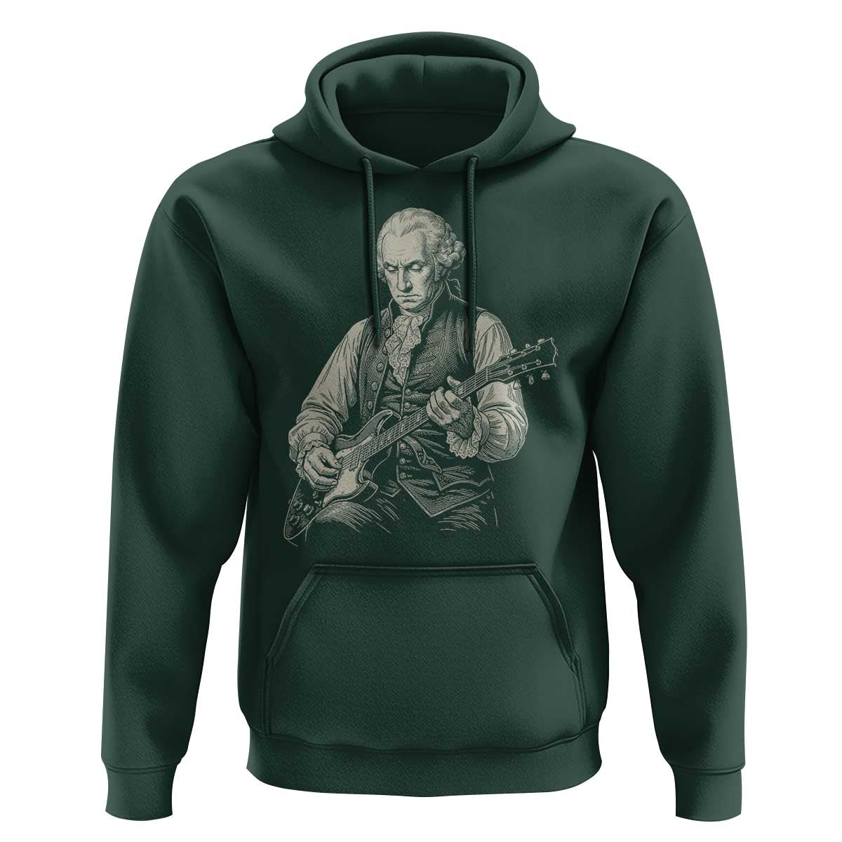 George Washington Rock Star Portrait Hoodie Funny Electric Guitar Player Founding Father Patriotic Graphic