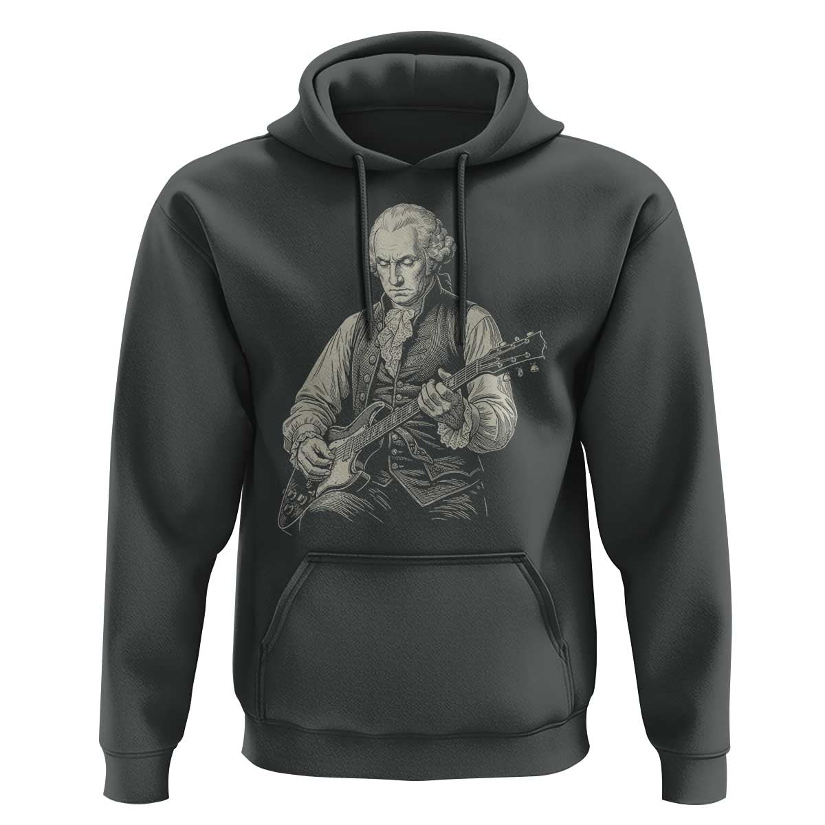 George Washington Rock Star Portrait Hoodie Funny Electric Guitar Player Founding Father Patriotic Graphic