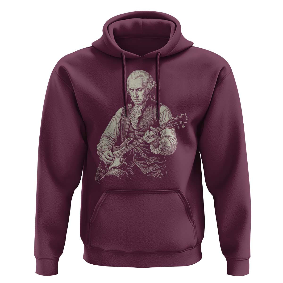 George Washington Rock Star Portrait Hoodie Funny Electric Guitar Player Founding Father Patriotic Graphic