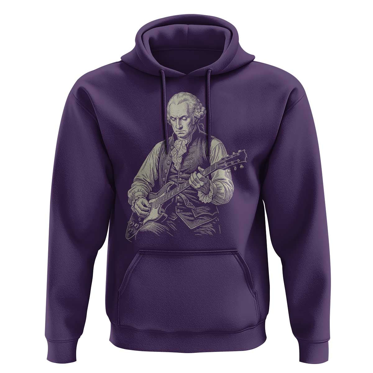 George Washington Rock Star Portrait Hoodie Funny Electric Guitar Player Founding Father Patriotic Graphic