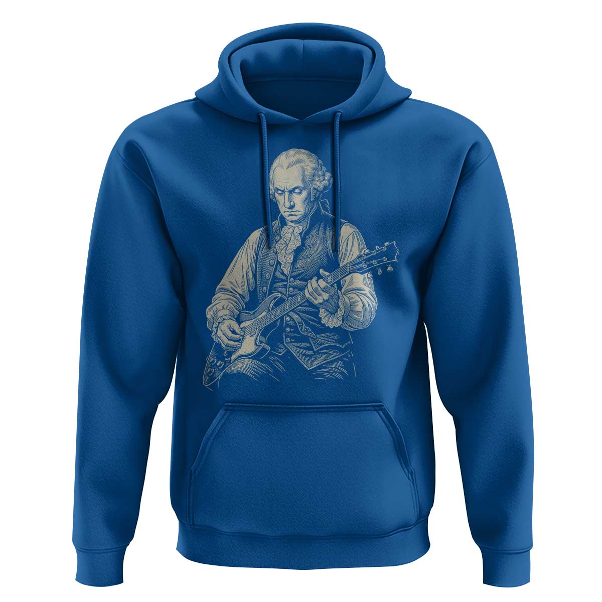 George Washington Rock Star Portrait Hoodie Funny Electric Guitar Player Founding Father Patriotic Graphic