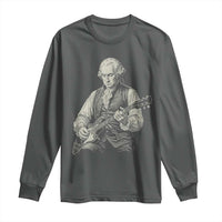 George Washington Rock Star Portrait Long Sleeve Shirt Funny Electric Guitar Player Founding Father Patriotic Graphic