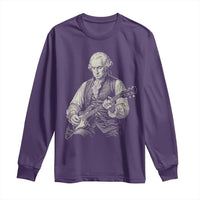 George Washington Rock Star Portrait Long Sleeve Shirt Funny Electric Guitar Player Founding Father Patriotic Graphic