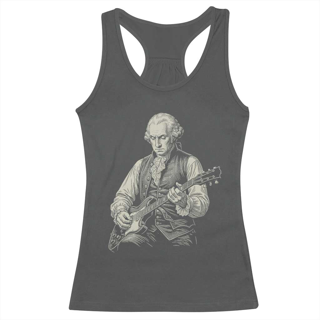 George Washington Rock Star Portrait Racerback Tank Top Funny Electric Guitar Player Founding Father Patriotic Graphic