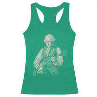 George Washington Rock Star Portrait Racerback Tank Top Funny Electric Guitar Player Founding Father Patriotic Graphic
