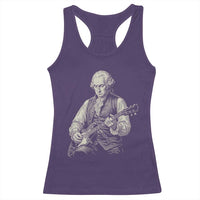 George Washington Rock Star Portrait Racerback Tank Top Funny Electric Guitar Player Founding Father Patriotic Graphic