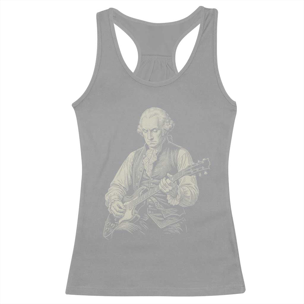 George Washington Rock Star Portrait Racerback Tank Top Funny Electric Guitar Player Founding Father Patriotic Graphic