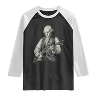 George Washington Rock Star Portrait Raglan Shirt Funny Electric Guitar Player Founding Father Patriotic Graphic