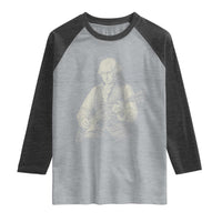 George Washington Rock Star Portrait Raglan Shirt Funny Electric Guitar Player Founding Father Patriotic Graphic