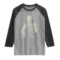 George Washington Rock Star Portrait Raglan Shirt Funny Electric Guitar Player Founding Father Patriotic Graphic