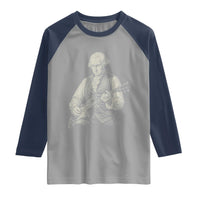 George Washington Rock Star Portrait Raglan Shirt Funny Electric Guitar Player Founding Father Patriotic Graphic