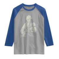 George Washington Rock Star Portrait Raglan Shirt Funny Electric Guitar Player Founding Father Patriotic Graphic