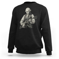 George Washington Rock Star Portrait Sweatshirt Funny Electric Guitar Player Founding Father Patriotic Graphic