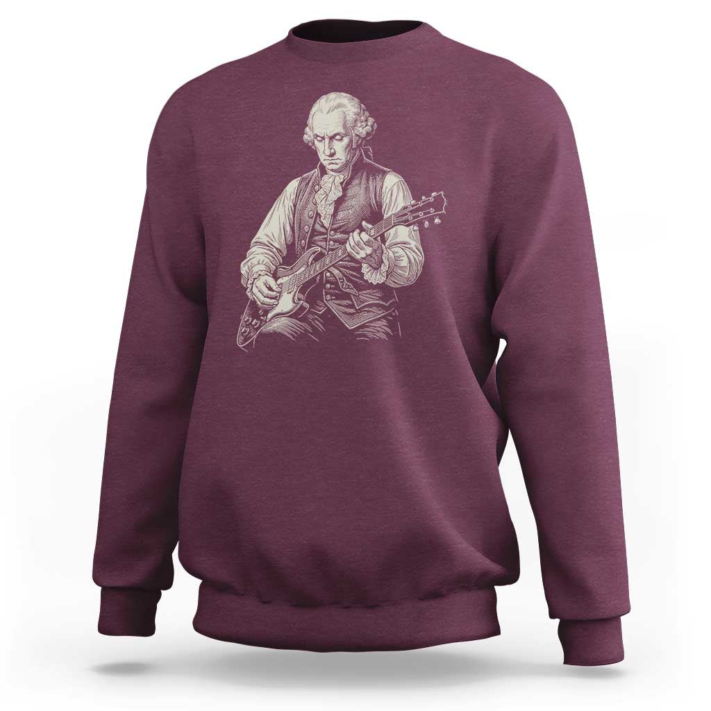 George Washington Rock Star Portrait Sweatshirt Funny Electric Guitar Player Founding Father Patriotic Graphic