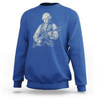 George Washington Rock Star Portrait Sweatshirt Funny Electric Guitar Player Founding Father Patriotic Graphic