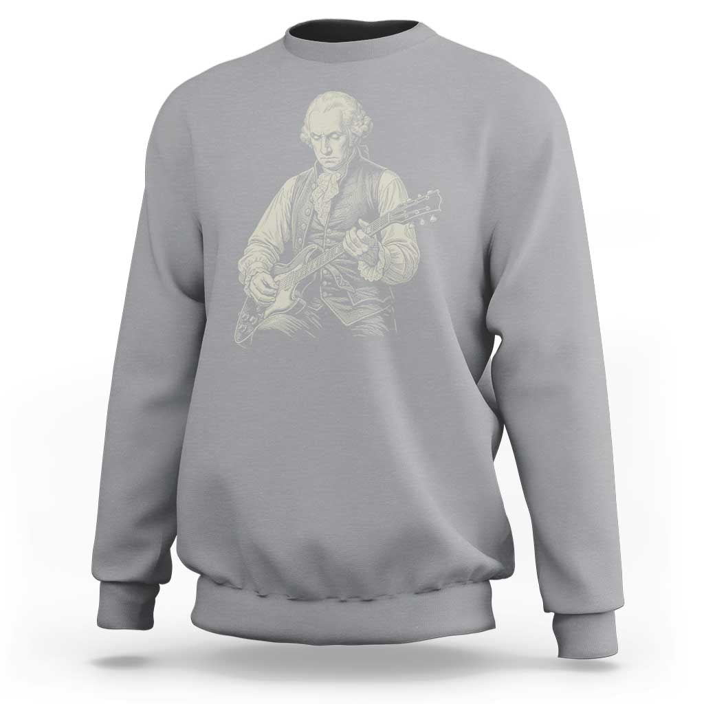 George Washington Rock Star Portrait Sweatshirt Funny Electric Guitar Player Founding Father Patriotic Graphic
