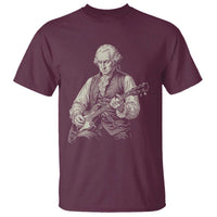 George Washington Rock Star Portrait T Shirt Funny Electric Guitar Player Founding Father Patriotic Graphic