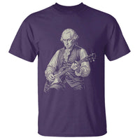 George Washington Rock Star Portrait T Shirt Funny Electric Guitar Player Founding Father Patriotic Graphic