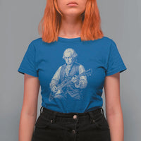 George Washington Rock Star Portrait T Shirt For Women Funny Electric Guitar Player Founding Father Patriotic Graphic